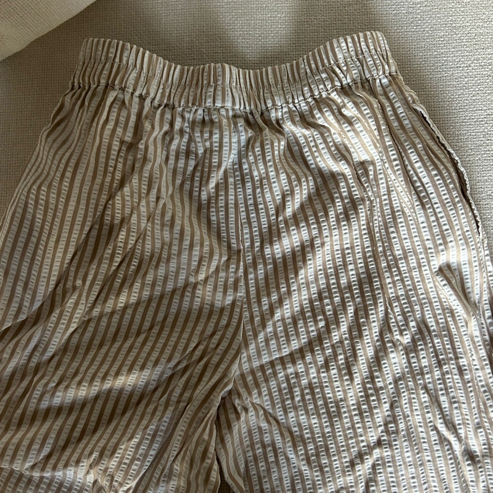 Sincerely Jules Striped Wide Leg Pants - Tan and Cream